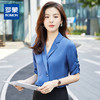 罗蒙衬衫女短袖夏季薄款西装领双排扣通勤气质女士衬衣 商品缩略图8