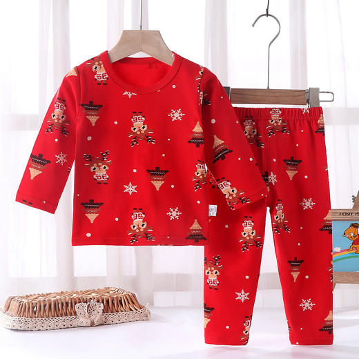 【圣诞套装】儿童过年喜庆大红色男孩女孩秋衣秋裤套装内衣婴幼儿保暖衣本命年 商品图6