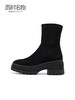 西村名物2021冬季新款瘦瘦靴黑色厚底弹力靴女气质显瘦短靴X21DS45361 商品缩略图1