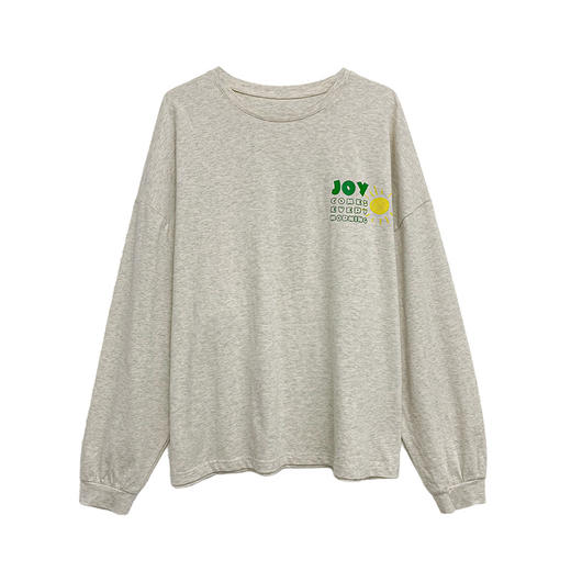 长袖T恤女春秋季新款时尚字母太阳花印花韩版宽松百搭学生上衣服ins潮 商品图4