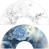 【有步骤、大彩图】李晓明工笔画白描底稿扇面小品《白蝶蓝田玉》牡丹蝴蝶初学者临摹花鸟线稿KD07 商品缩略图0