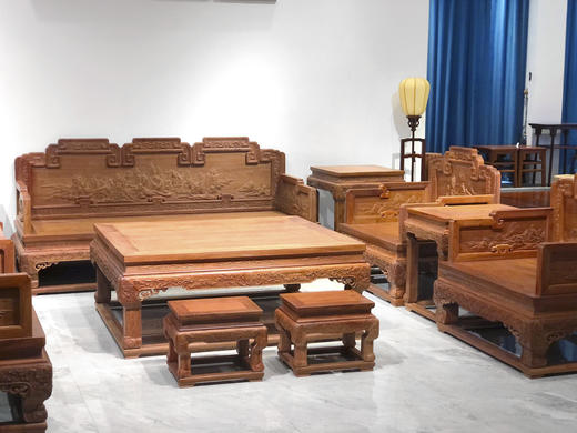 红桥红  家具严选  缅甸花梨（大果紫檀）【山水宝座 清式沙发十二件套】 商品图7