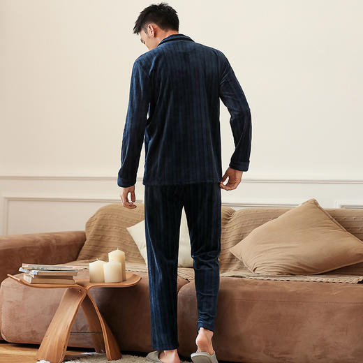 康妮雅睡衣家居服 男式长袖长裤开襟套装*双色可选 中厚 商品图6