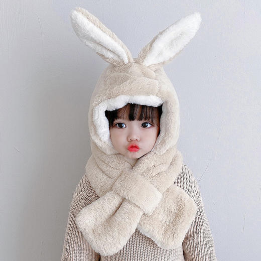 儿童帽子围巾一体加绒加厚可爱男童女童卡通鹿角宝宝套头帽 商品图14