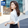 罗蒙衬衫女短袖夏季薄款西装领双排扣通勤气质女士衬衣 商品缩略图7