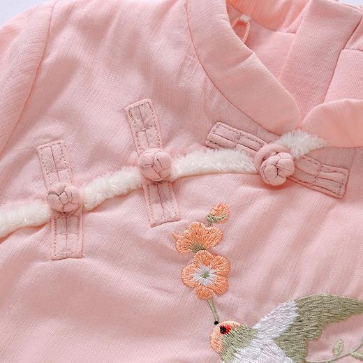 英氏-童衣类（冬）E1唐梭长袖连衣裙灰橘粉100CM 商品图2