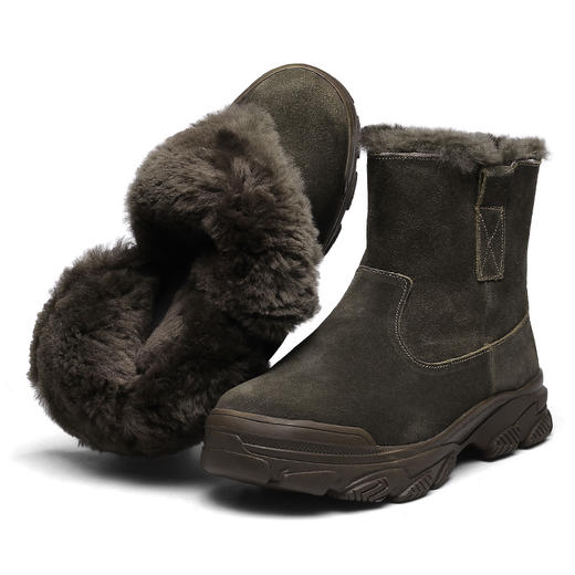 强人3515羊毛靴男加绒加厚雪地靴保暖舒适高帮棉靴蒙古靴 商品图5