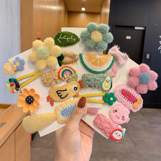 毛毛花朵发夹女儿童可爱碎发发卡夹子小女孩头饰边夹女童宝宝发饰 商品图1