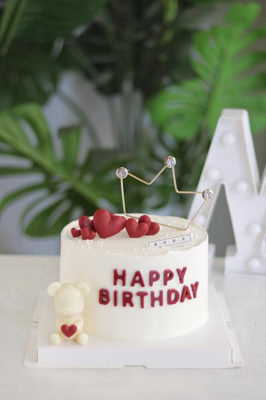 【生日蛋糕】白色爱心熊 商品图0