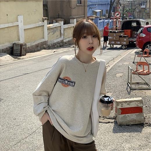 新款宽松情侣学生长袖百搭卫衣女秋冬加绒大码印花打底衫休闲时尚上衣外套女 商品图0