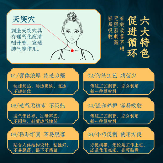 【远离咽喉不适】穿心莲咽扁贴 清嗓护喉干痒干咳 痰多有异物 多味植物悉心熬制 咽炎贴咽喉贴扁桃体 小巧便携舒咽贴6贴/盒 商品图3