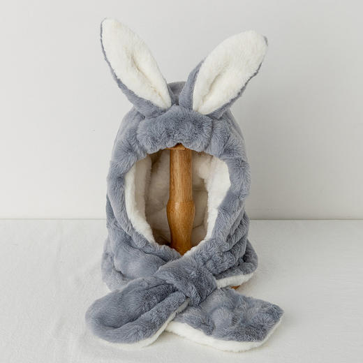 儿童帽子围巾一体加绒加厚可爱男童女童卡通鹿角宝宝套头帽 商品图11