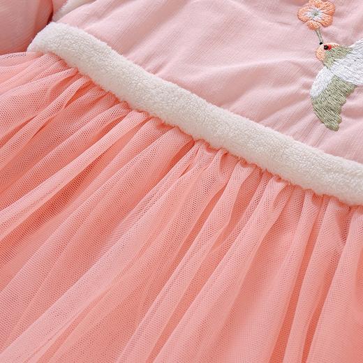 英氏-童衣类（冬）E1唐梭长袖连衣裙灰橘粉100CM 商品图3