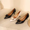 西村名物2021秋冬新款时尚舒适尖头饰扣浅口高跟鞋气质优雅单鞋女T22AE16801 商品缩略图2