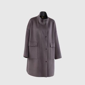 立领大口袋双面手工大衣