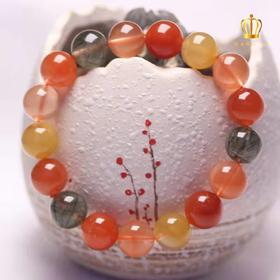 红绿黄粉多彩水晶手链手串 单圈首饰饰品闺蜜礼物 10mm