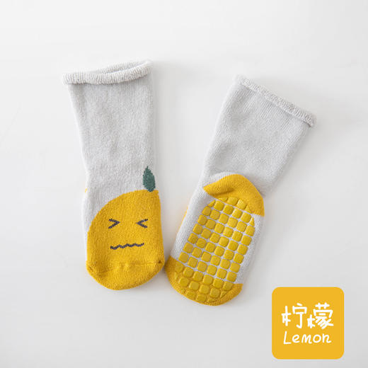 【3双装】21年秋冬新款毛圈加厚防滑新生儿宝宝学步袜卡通中筒水果儿童袜子 商品图6