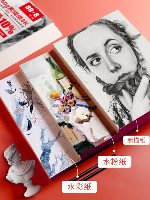 中盛画材 8k加厚素描纸儿童美术画画纸学生用绘画大白纸水粉纸水彩纸空白图画手绘纸 商品图1