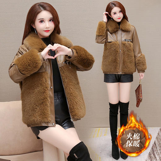 YWE  QL8836爆款皮毛一体pu皮衣外套 商品图0