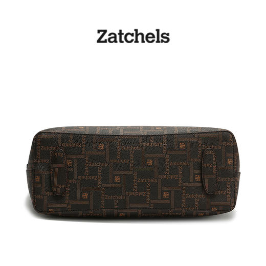 Zatchels 深棕色老花料时尚托特包 英国 商品图3