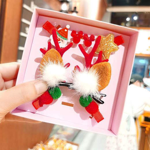【儿童圣诞节发饰礼盒套装】圣诞鹿角可爱雪人头绳女童麋鹿发卡头饰品 商品图12