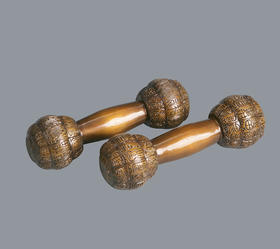 宇达青铜全铜摆件《福寿哑铃（一对）》创意礼品 工艺品 家居饰品摆件 长21cm