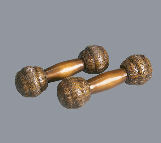 宇达青铜全铜摆件《福寿哑铃（一对）》创意礼品 工艺品 家居饰品摆件 长21cm 商品图0