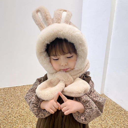 儿童帽子围巾一体加绒秋冬季宝宝男女婴童护耳帽婴幼儿帽子 商品图14