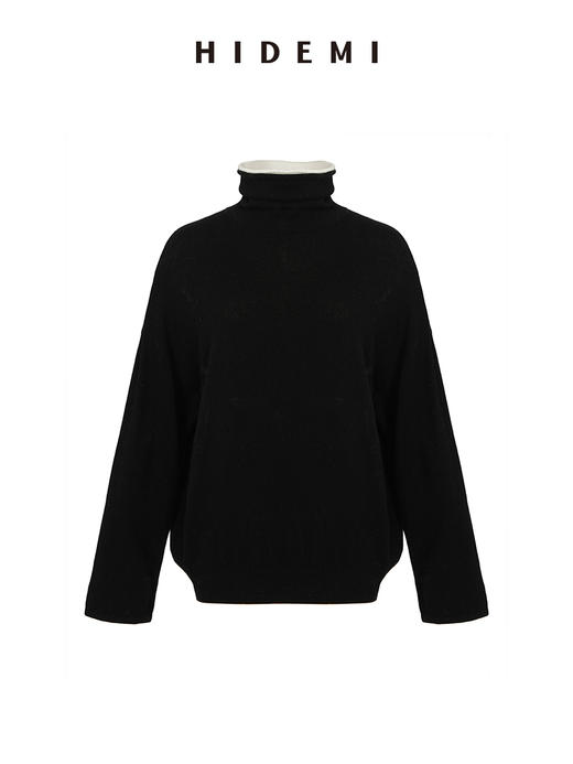 HIDEMI 美利奴羊毛系列堆堆双层领假两件毛衣 商品图8