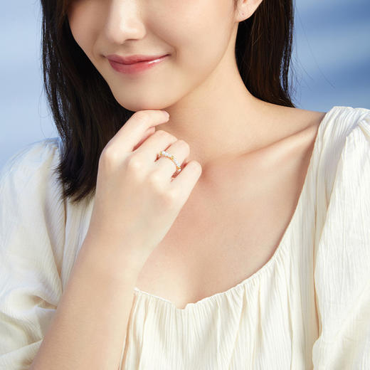 周六福黄18K淡水珍珠戒指女款优雅INS风黄18k金指环官方正品送礼 商品图4