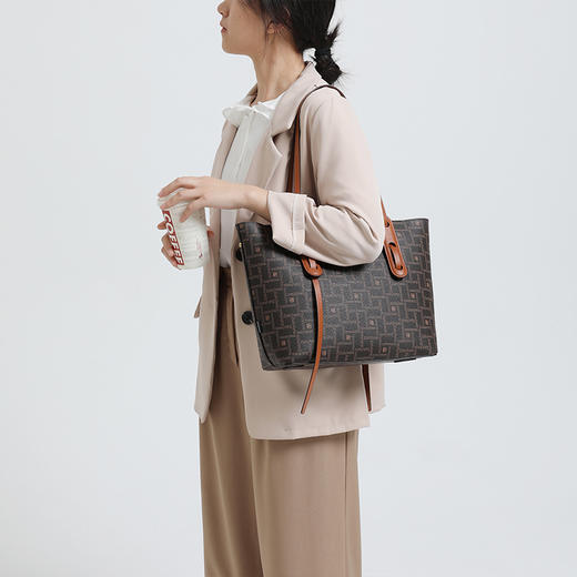 Zatchels 深棕色老花料时尚托特包 英国 商品图2