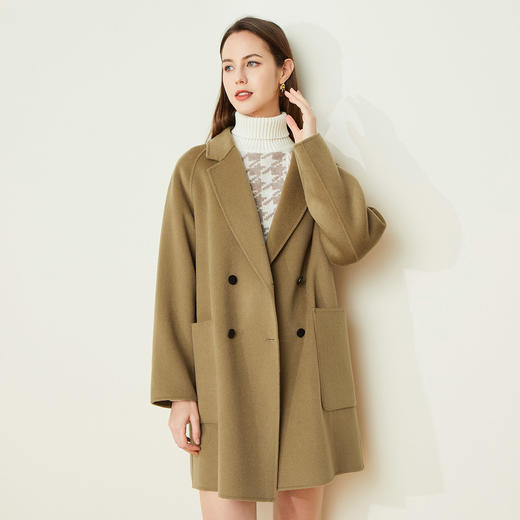 LH9J5斯尔丽2021瑟俪秋冬新款优雅休闲气质羊毛双面呢中长大衣通勤女 商品图2