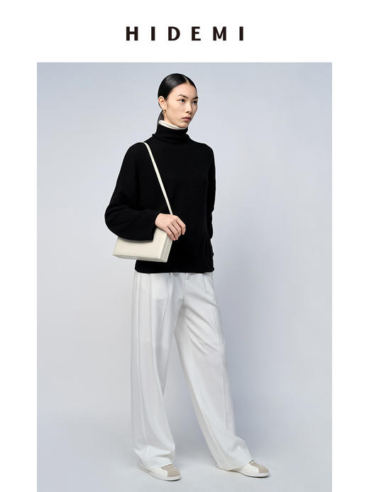 HIDEMI 美利奴羊毛系列堆堆双层领假两件毛衣 商品图6