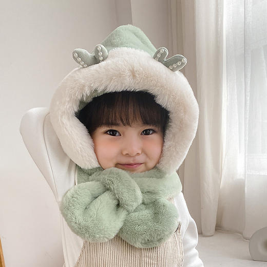 儿童帽子围巾一体加绒秋冬季宝宝男女婴童护耳帽婴幼儿帽子 商品图11