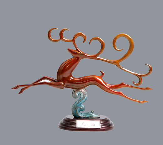 宇达青铜全铜摆件《鹿运》创意礼品  家居饰品摆件 高25cm 商品图0