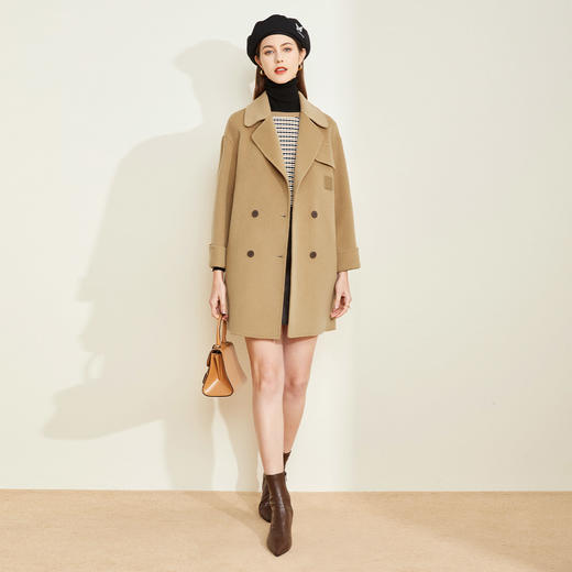 LH9L8斯尔丽2021瑟俪秋冬新款复古经典优雅外套绵羊毛双面呢女式大衣 商品图2