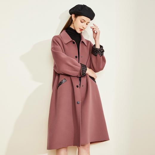 LH9R2斯尔丽2021瑟俪秋冬新款优雅淑女气质外套简约单排扣双面呢大衣 商品图0