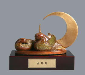 宇达青铜全铜摆件《金鸳鸯》创意礼品  家居饰品摆件 高9cm