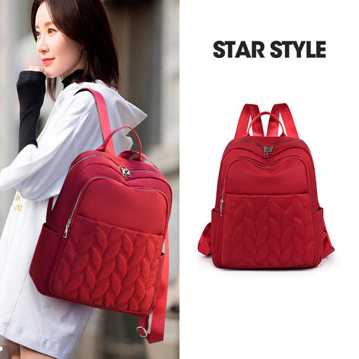 韩版新款牛津布双肩包女时尚简约多用轻便旅行背包绣线书包套 XH1298km 商品图2