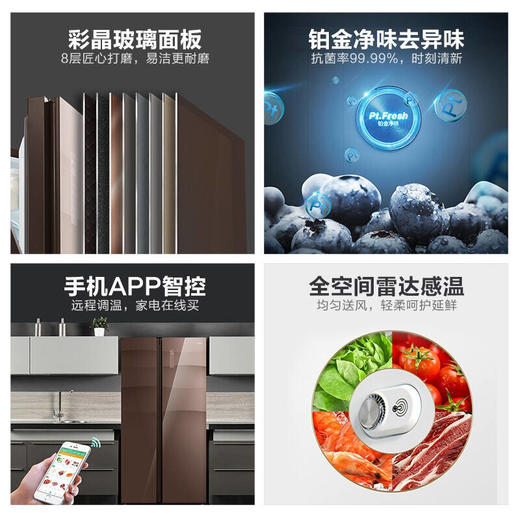 美的(Midea)550升 家用双变频风冷对开门冰箱玻璃面板多维智能 家电BCD-550WKGPZM 商品图3