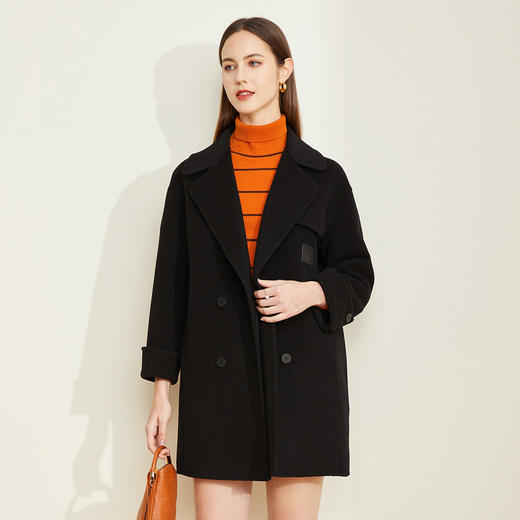LH9L8斯尔丽2021瑟俪秋冬新款复古经典优雅外套绵羊毛双面呢女式大衣 商品图1
