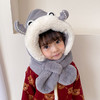 儿童帽子围巾一体加绒秋冬季宝宝男女婴童护耳帽婴幼儿帽子 商品缩略图2