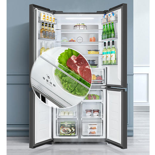 美的十字对开门电冰箱一级智能家电家用大容量冰箱 幻影蓝霓雾BCD-519WSGPZM(Q) 商品图2