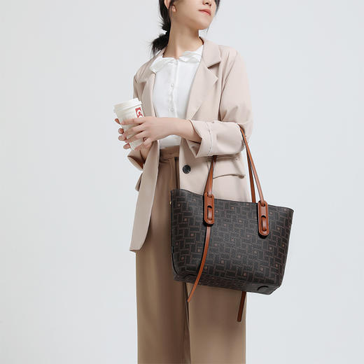 Zatchels 深棕色老花料时尚托特包 英国 商品图1