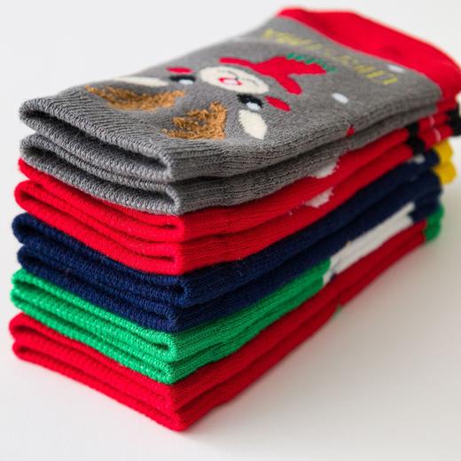 【5双装 送给宝宝的礼物】A类圣诞婴儿袜秋冬中筒加厚加绒毛巾袜礼品袜棉质男女儿童袜子 商品图2