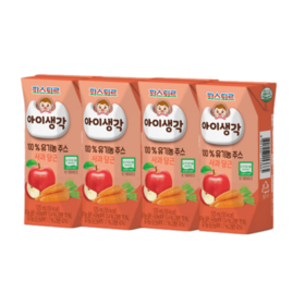 롯데 파스퇴르 아이생각100%유기농 사과당근주스125ml*4