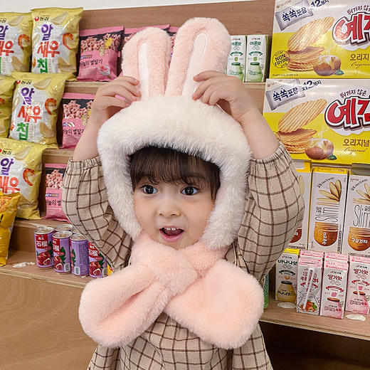 儿童帽子围巾一体加绒秋冬季宝宝男女婴童护耳帽婴幼儿帽子 商品图7