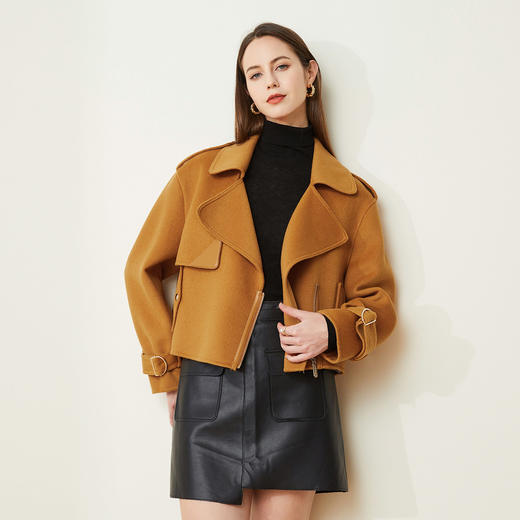 LH9J2斯尔丽2021瑟俪秋冬新款气质干练短款外套小个子通勤双面呢大衣 商品图0