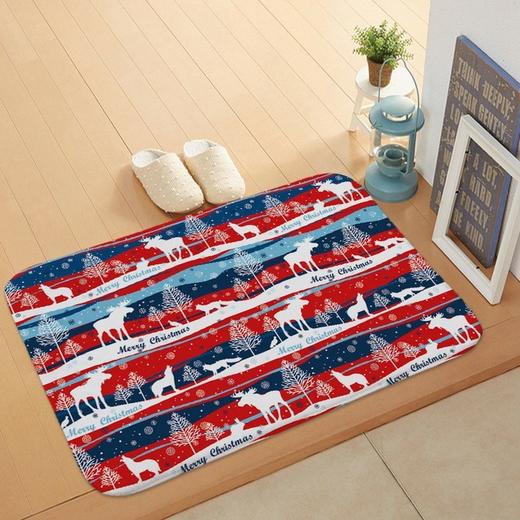 【优质短绒 舒适触感】红色圣诞节地垫 圣诞老人圣诞树珊瑚绒入门家居脚垫 商品图2