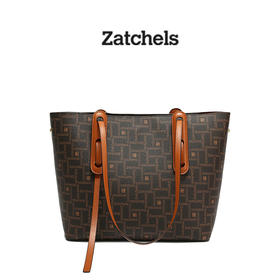 Zatchels 深棕色老花料时尚托特包 英国